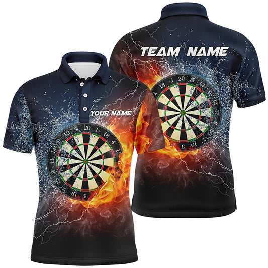 Fire & Water Dartboard Personalized Mens Darts Shirt Thunder Darts Polo For Men, Darts Team Polo Shirt