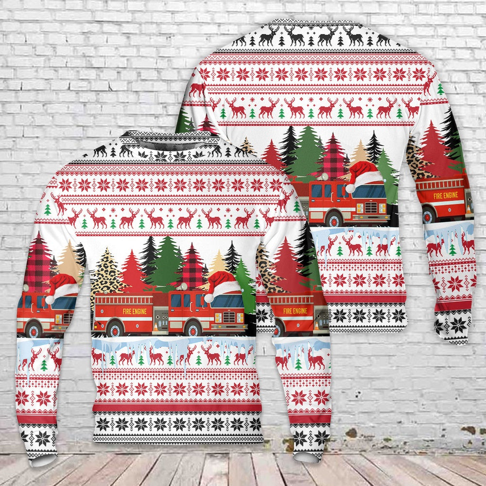 Fire Water Tanker Christmas Sweater, Christmas Ugly Sweater, Sweater Xmas, Ugly Sweater