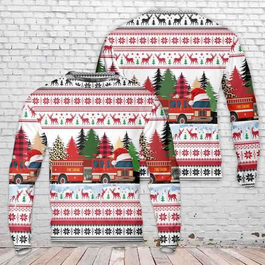 Fire Water Tanker Christmas Sweater, Christmas Ugly Sweater, Sweater Xmas, Ugly Sweater