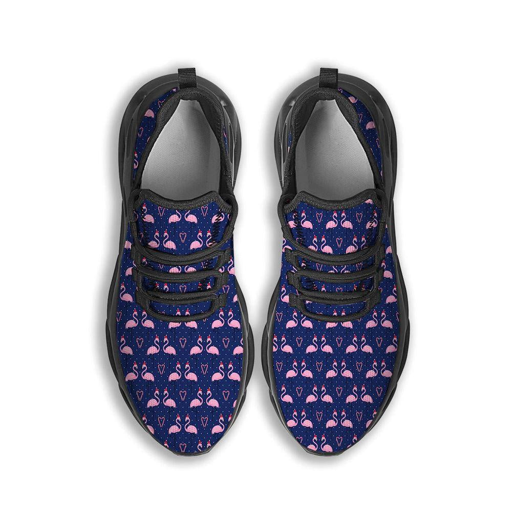Flamingo Christmas Snowy Print Pattern Black Max Soul Shoes, Christmas Sneakers, Christmas Shoes, Christmas Clunky Sneaker