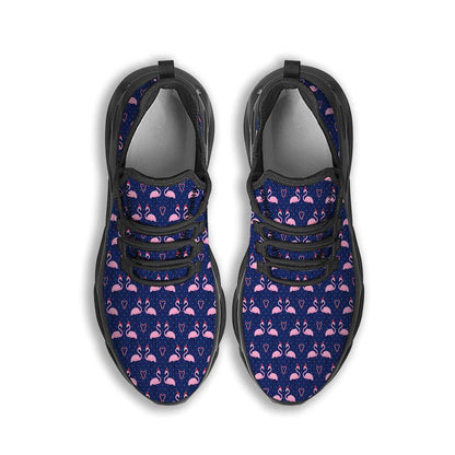 Flamingo Christmas Snowy Print Pattern Black Max Soul Shoes, Christmas Sneakers, Christmas Shoes, Christmas Clunky Sneaker