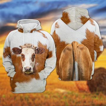 Fleckvieh All Over Printed Hoodie, Farmer Hoodie, Farm Themed Shirts, Farm Tee Shirts