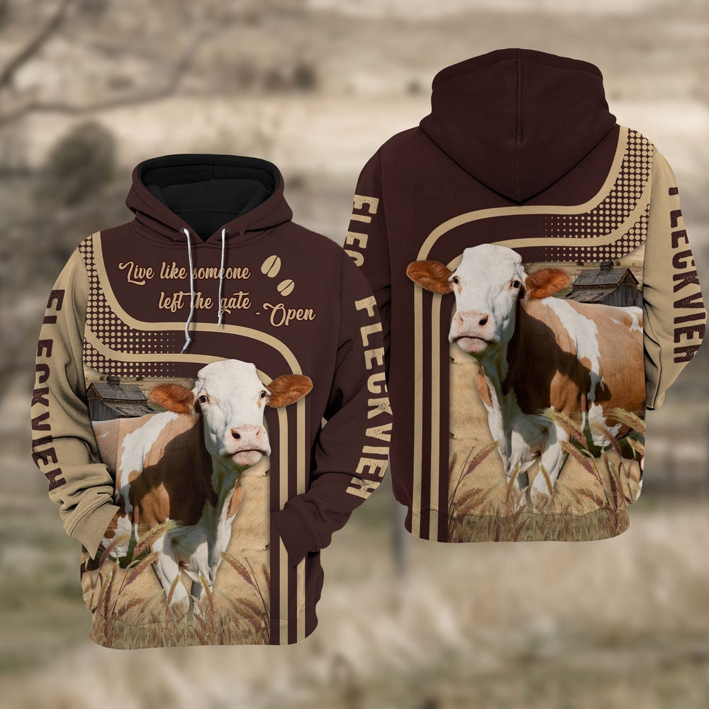 Fleckvieh Cattle Live Like Some One Hoodie, Farmer Hoodie, Farm Themed Shirts, Farm Tee Shirts