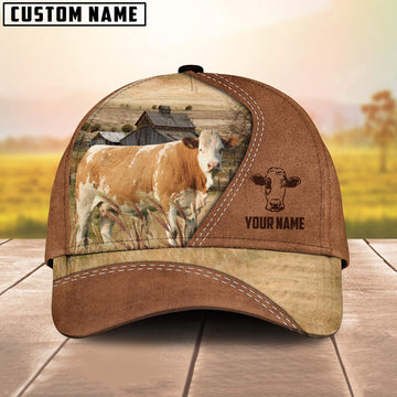 Fleckvieh Customized Name Brown Cap, Farmer Cap, Vintage Farmer Hat, Mens Farmer Hats, Cap For Farmers