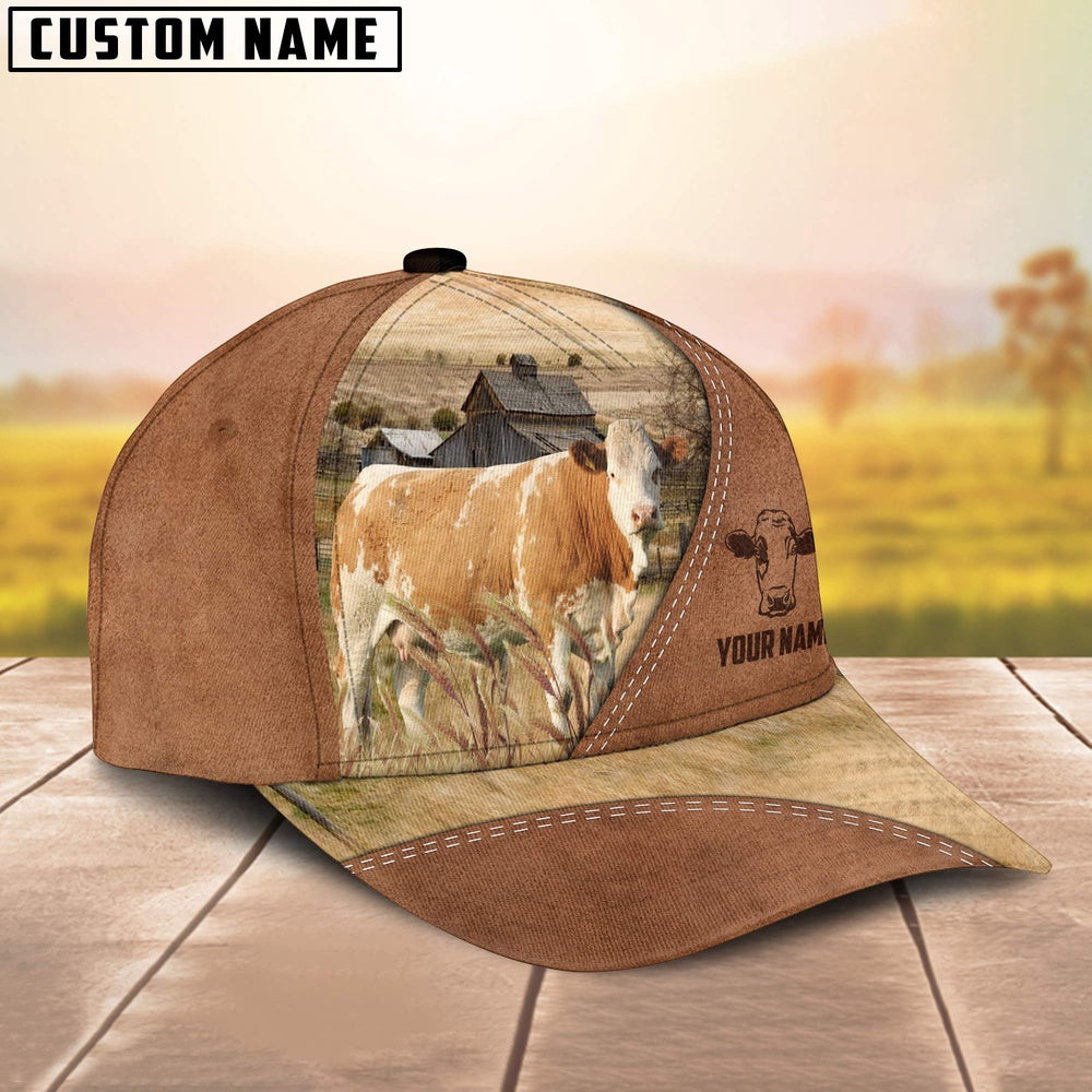 Fleckvieh Customized Name Brown Cap, Farmer Cap, Vintage Farmer Hat, Mens Farmer Hats, Cap For Farmers