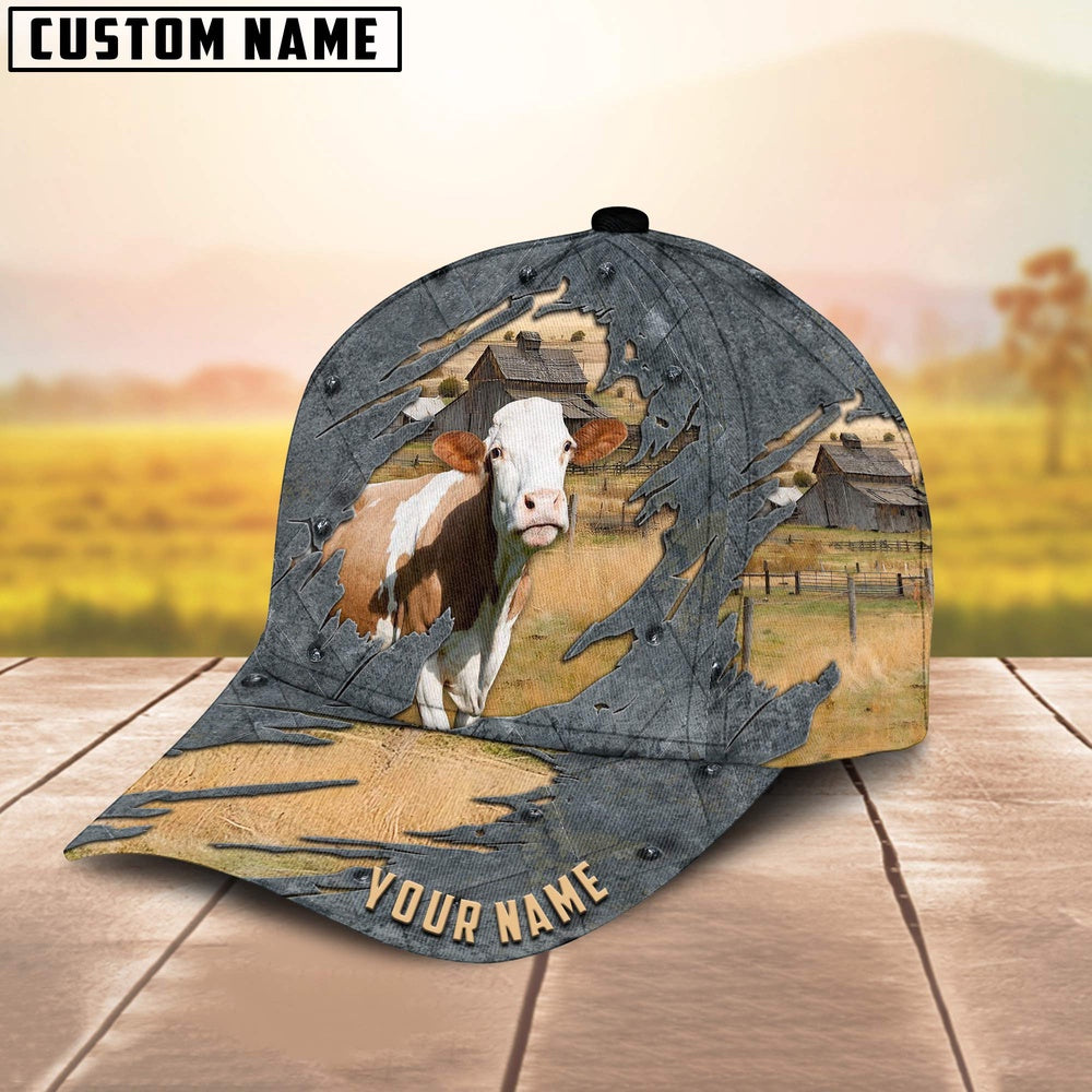 Fleckvieh Customized Name Cap, Farmer Cap, Vintage Farmer Hat, Mens Farmer Hats, Cap For Farmers