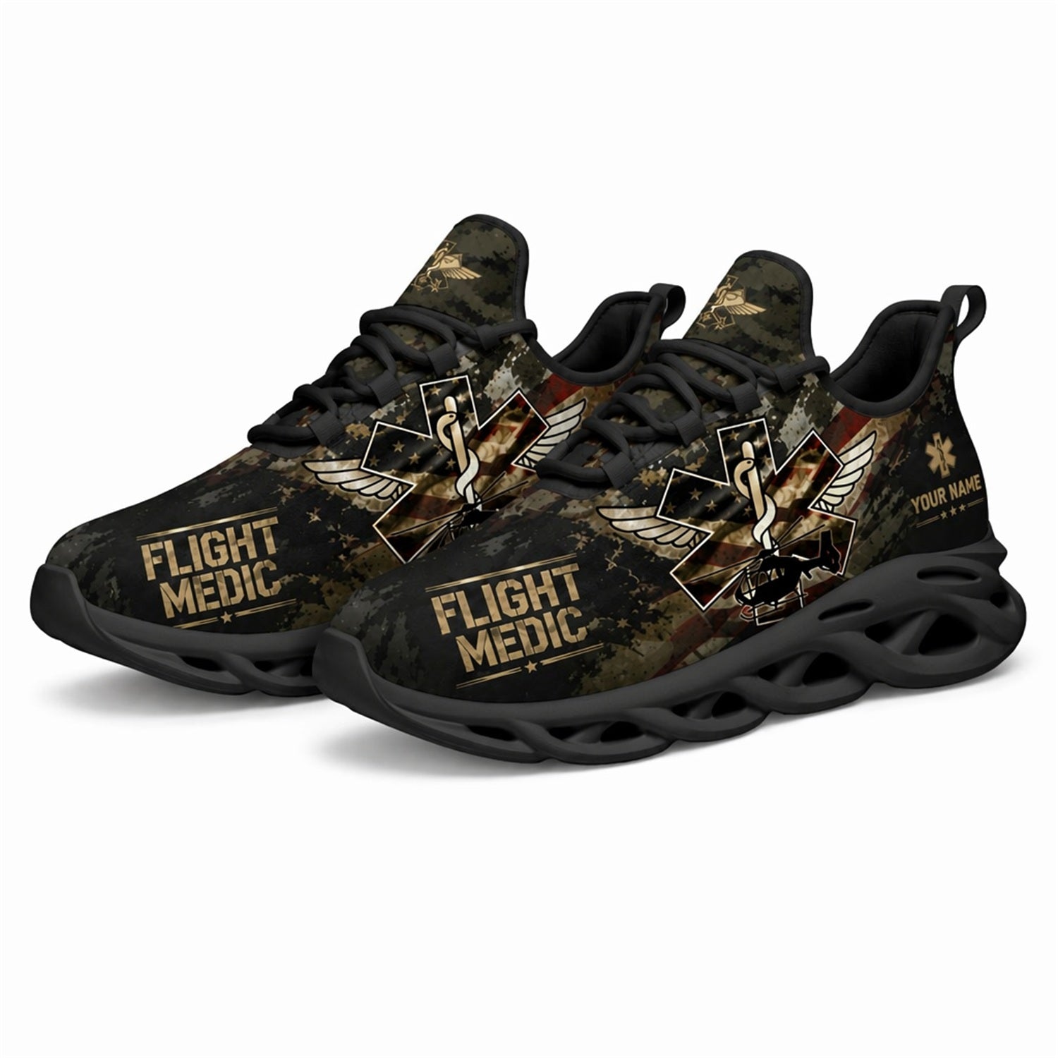 Custom Name Flight Medic Helicopter Max Soul Shoes, Veteran Sneaker