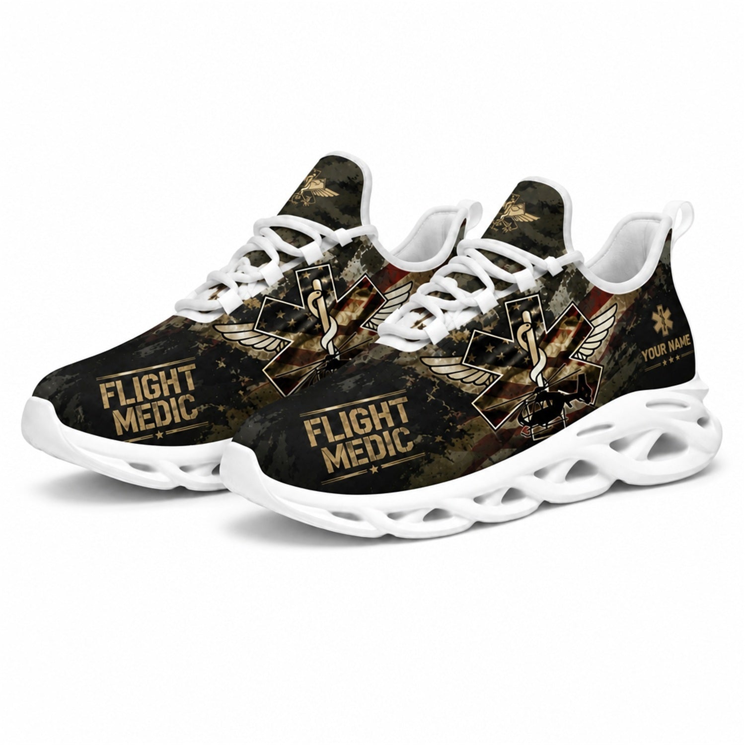Custom Name Flight Medic Helicopter Max Soul Shoes, Veteran Sneaker