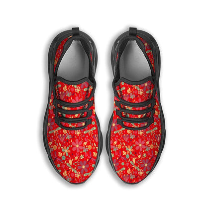 Floral Dragonfly Christmas Print Pattern Black Max Soul Shoes, Christmas Sneakers, Christmas Shoes, Christmas Clunky Sneaker