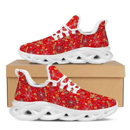 Floral Dragonfly Christmas Print Pattern White Max Soul Shoes, Christmas Sneakers, Christmas Shoes, Christmas Clunky Sneaker