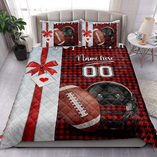 Football Santa Hat Withmas Bedding Set, Custom Bedding Set, Christmas Beddings, Xmas Bedding Sets