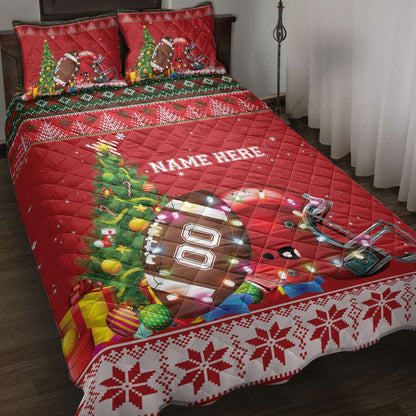 Footballmas Tree String Light Bedding Set Custom Bedding Set, Christmas Beddings, Xmas Bedding Sets