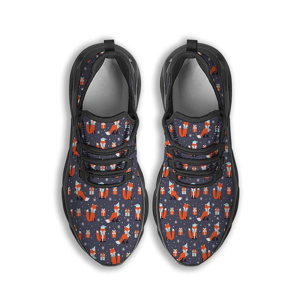 Fox Christmas Print Pattern Black Max Soul Shoes, Christmas Sneakers, Christmas Shoes, Christmas Clunky Sneaker