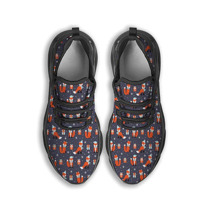 Fox Christmas Print Pattern Black Max Soul Shoes, Christmas Sneakers, Christmas Shoes, Christmas Clunky Sneaker