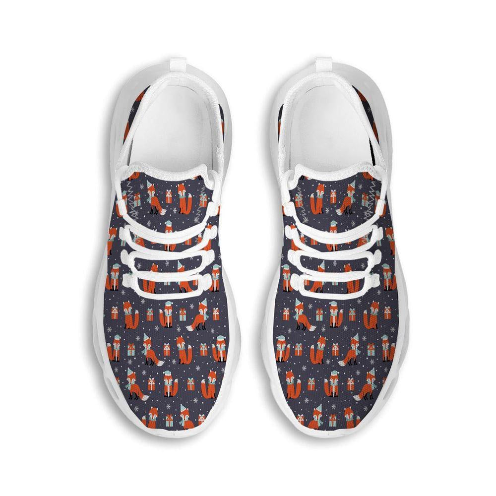 Fox Christmas Print Pattern White Max Soul Shoes, Christmas Sneakers, Christmas Shoes, Christmas Clunky Sneaker