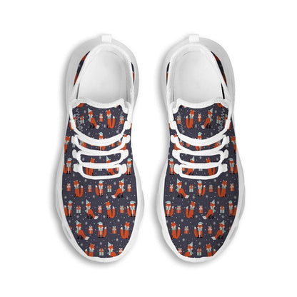 Fox Christmas Print Pattern White Max Soul Shoes, Christmas Sneakers, Christmas Shoes, Christmas Clunky Sneaker