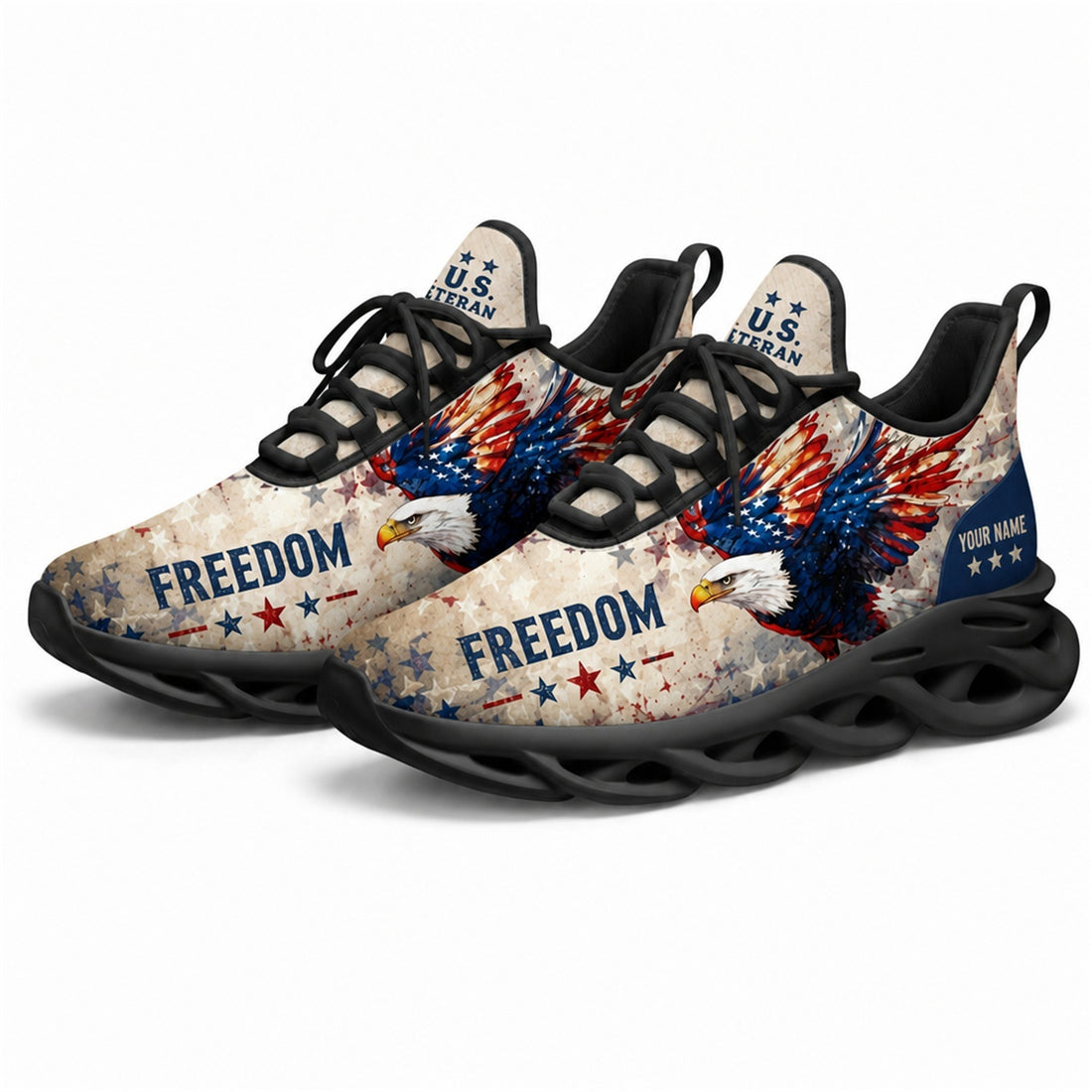 Custom Name Freedom Eagle Max Soul Shoes, Veteran Sneaker