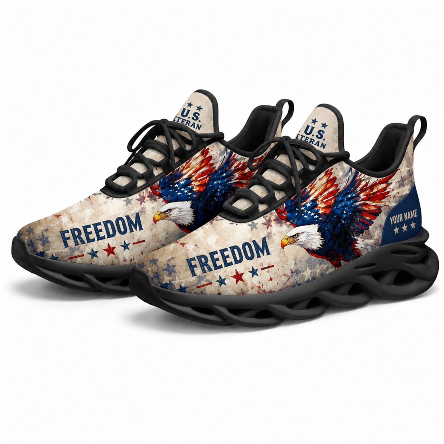 Custom Name Freedom Eagle Max Soul Shoes, Veteran Sneaker
