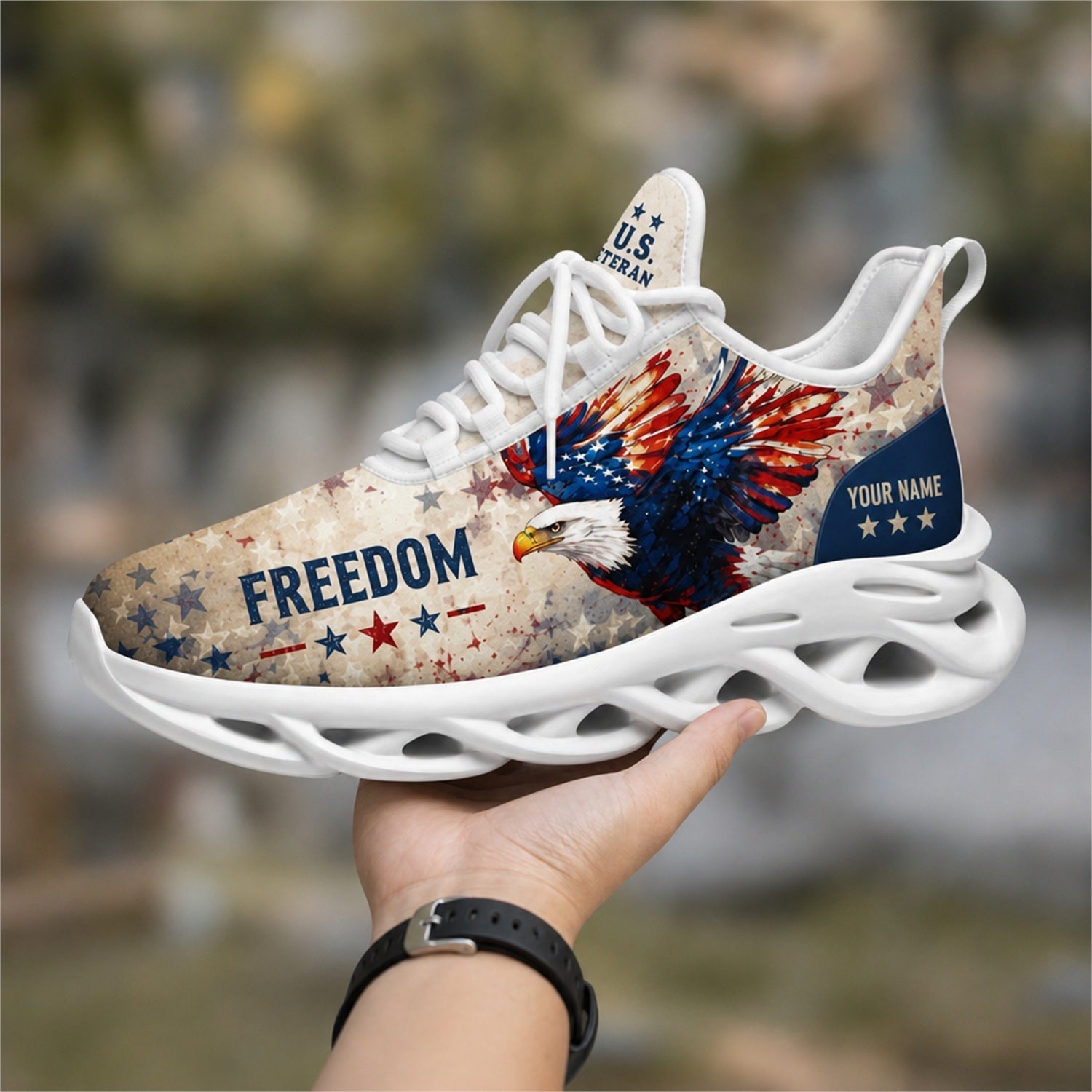 Custom Name Freedom Eagle Max Soul Shoes, Veteran Sneaker