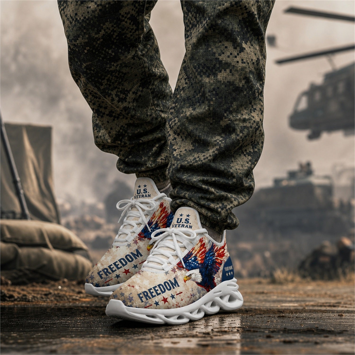 Custom Name Freedom Eagle Max Soul Shoes, Veteran Sneaker