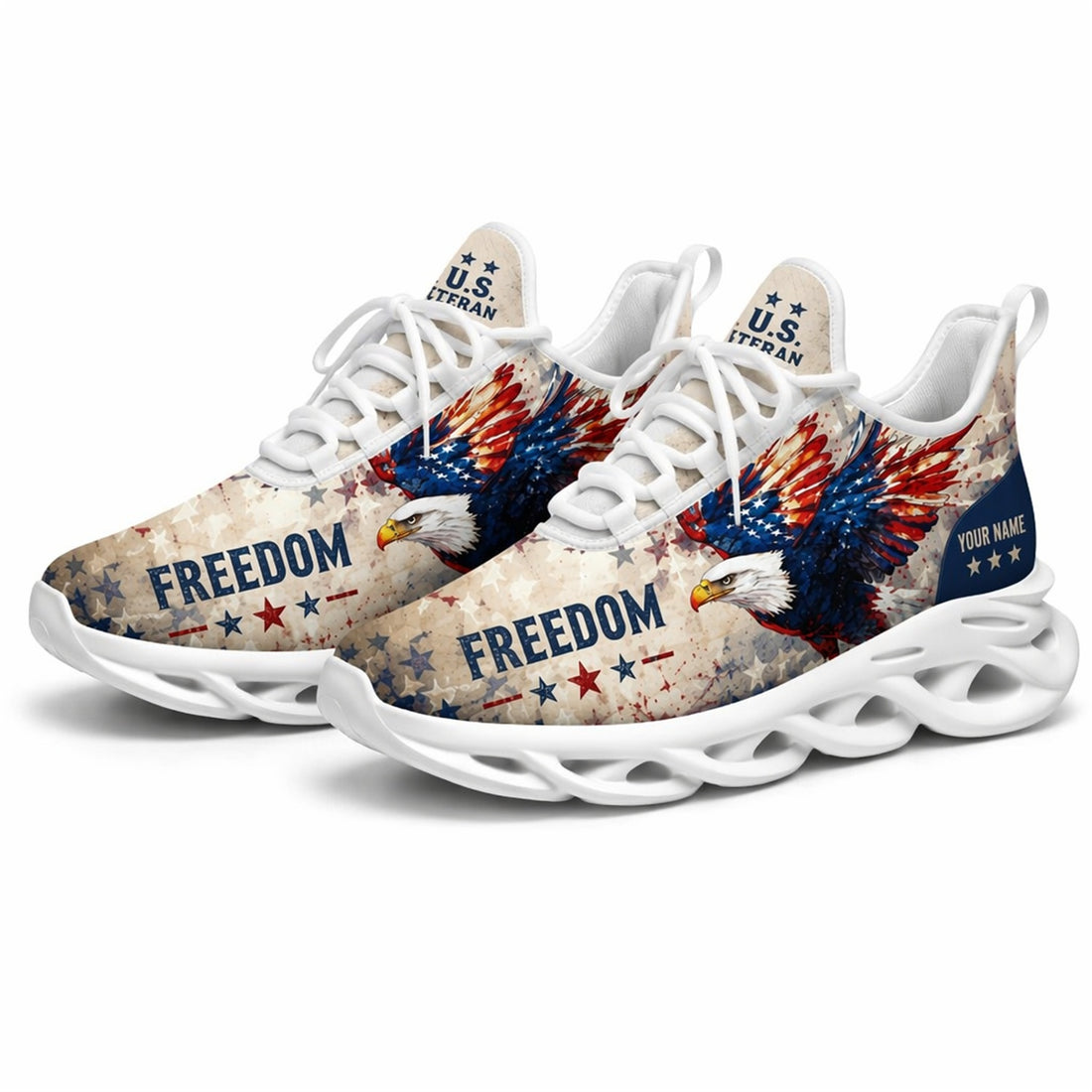 Custom Name Freedom Eagle Max Soul Shoes, Veteran Sneaker
