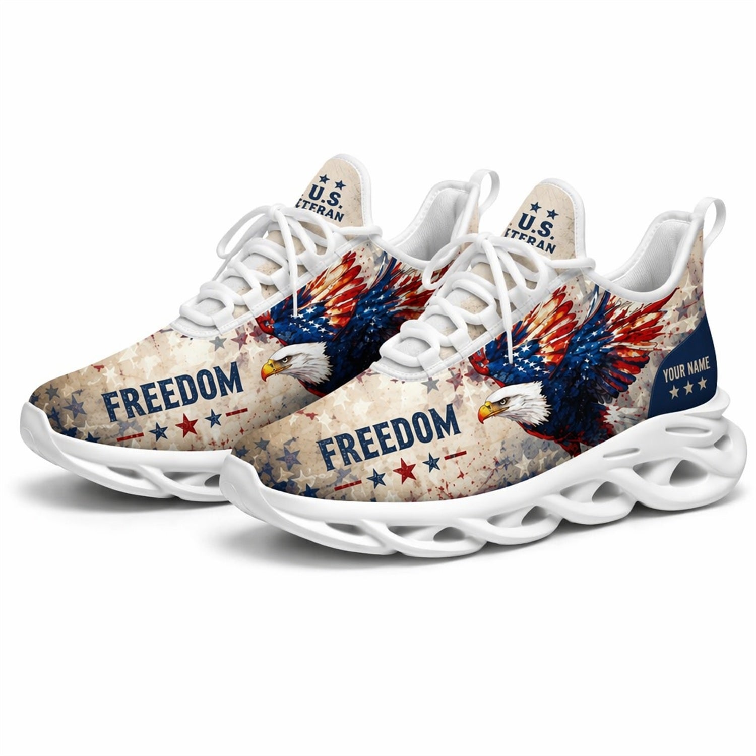 Custom Name Freedom Eagle Max Soul Shoes, Veteran Sneaker