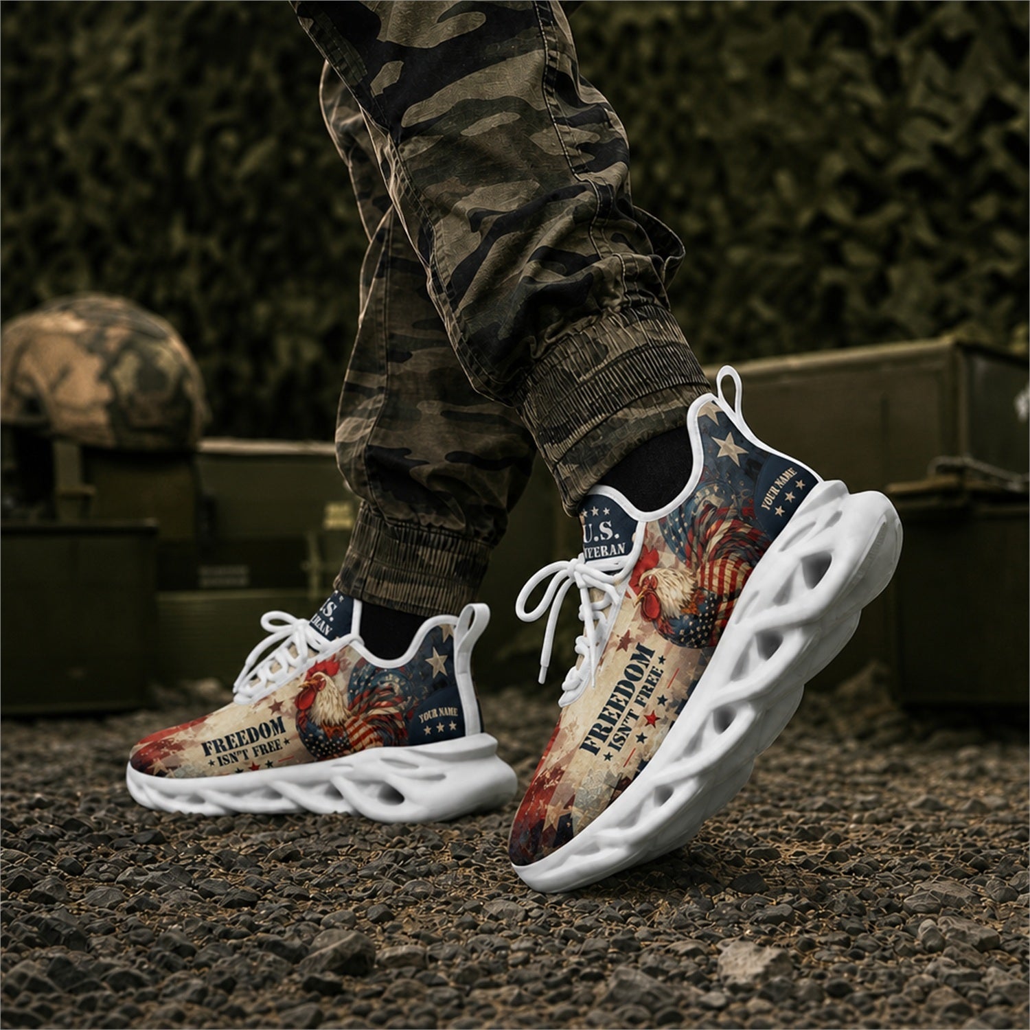 Custom Name Freedom Is Not Free Eagle Max Soul Shoes, Veteran Sneaker