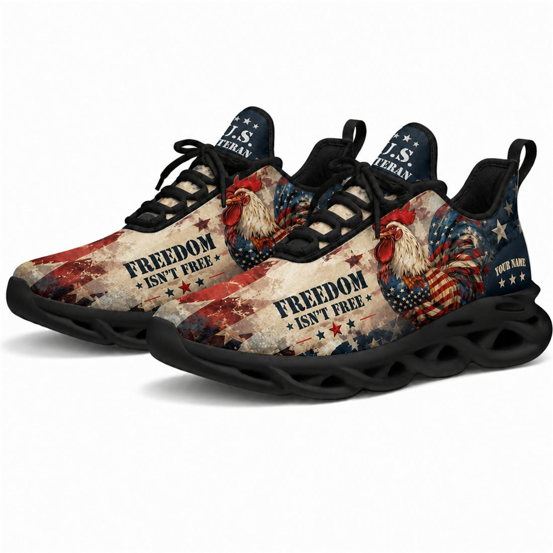 Custom Name Freedom Is Not Free Eagle Max Soul Shoes, Veteran Sneaker