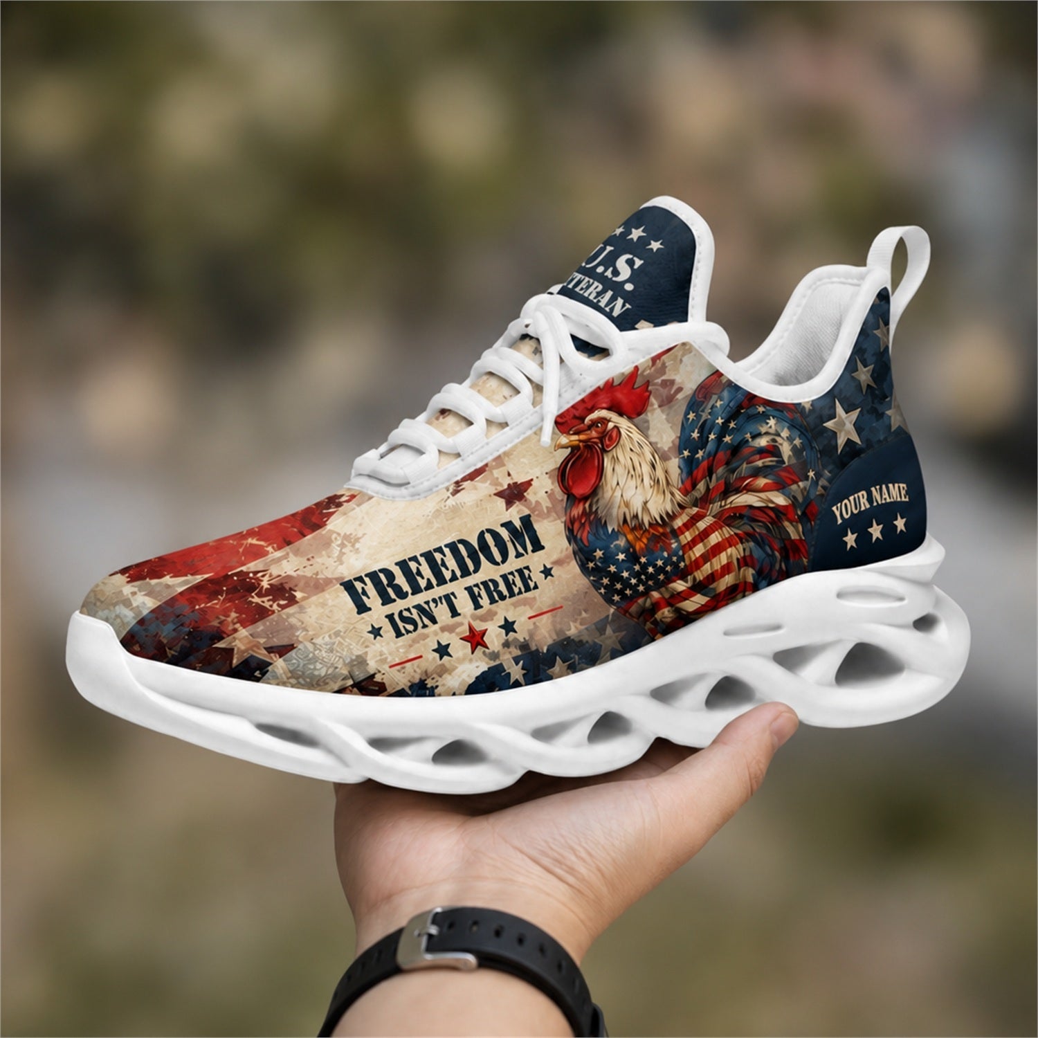 Custom Name Freedom Is Not Free Eagle Max Soul Shoes, Veteran Sneaker