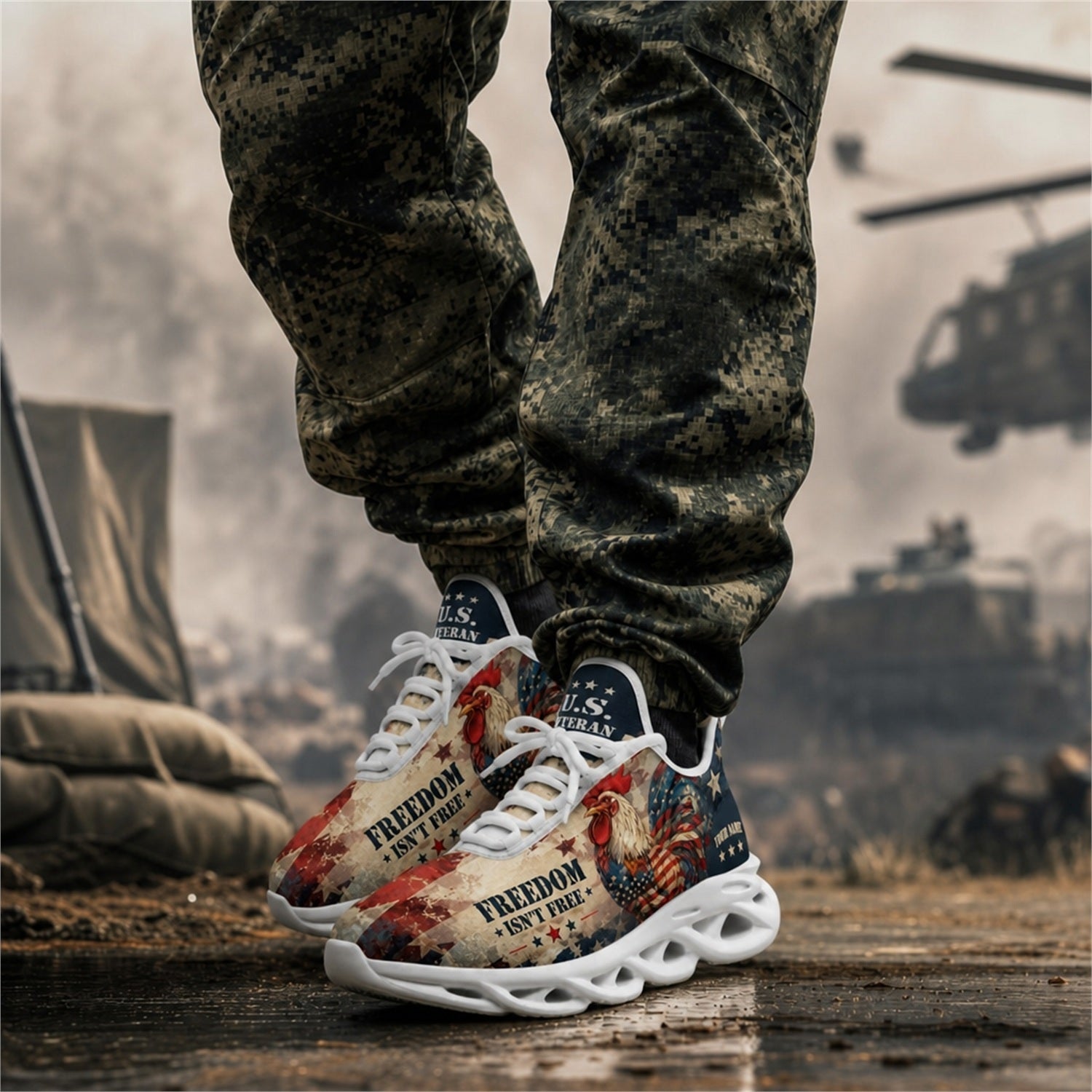 Custom Name Freedom Is Not Free Eagle Max Soul Shoes, Veteran Sneaker