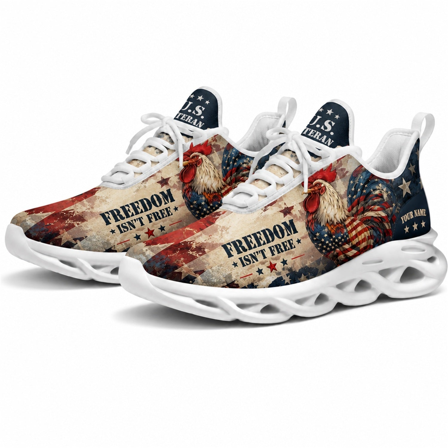 Custom Name Freedom Is Not Free Eagle Max Soul Shoes, Veteran Sneaker