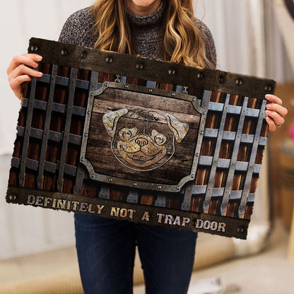 French Bulldog Welcome Doormat, French Bulldog definitely not a trap door Metal Hatch Pattern Welcome Doormat, Pets Home Decor Door Mat