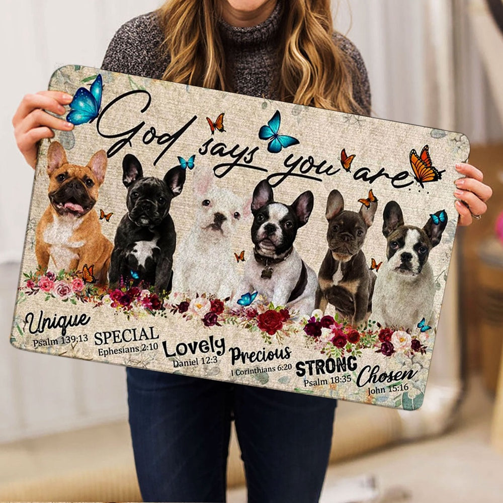 French Bulldog Welcome Doormat, French Bulldogs Dog God Says You Are Unique Gifts For Dog Lover Welcome Doormat, Pets Home Decor Door Mat
