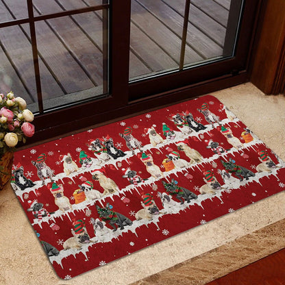French Bulldog Welcome Doormat, French bulldog Merry Christmas Snowflake Christmas Tree Welcome Doormat, Pets Home Decor Door Mat