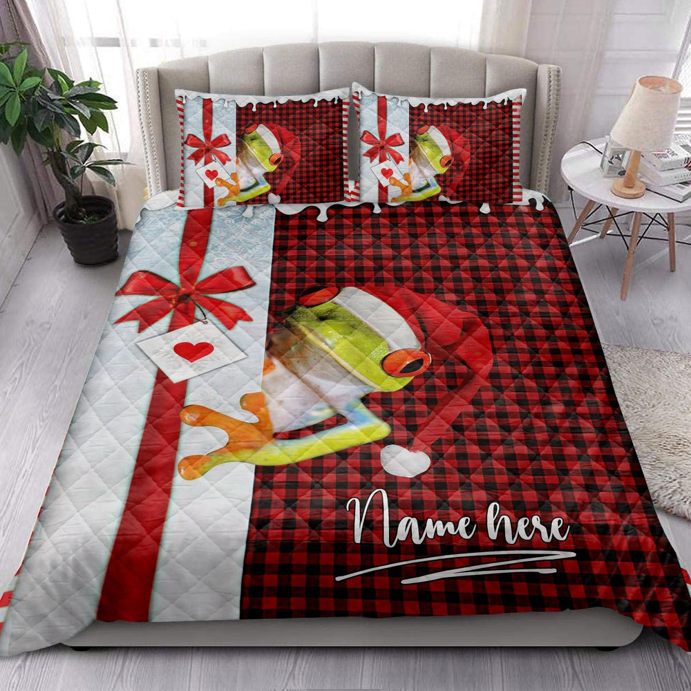Frog Santa Hat Withmas Letter Bedding Set, Christmas Beddings, Xmas Bedding Sets