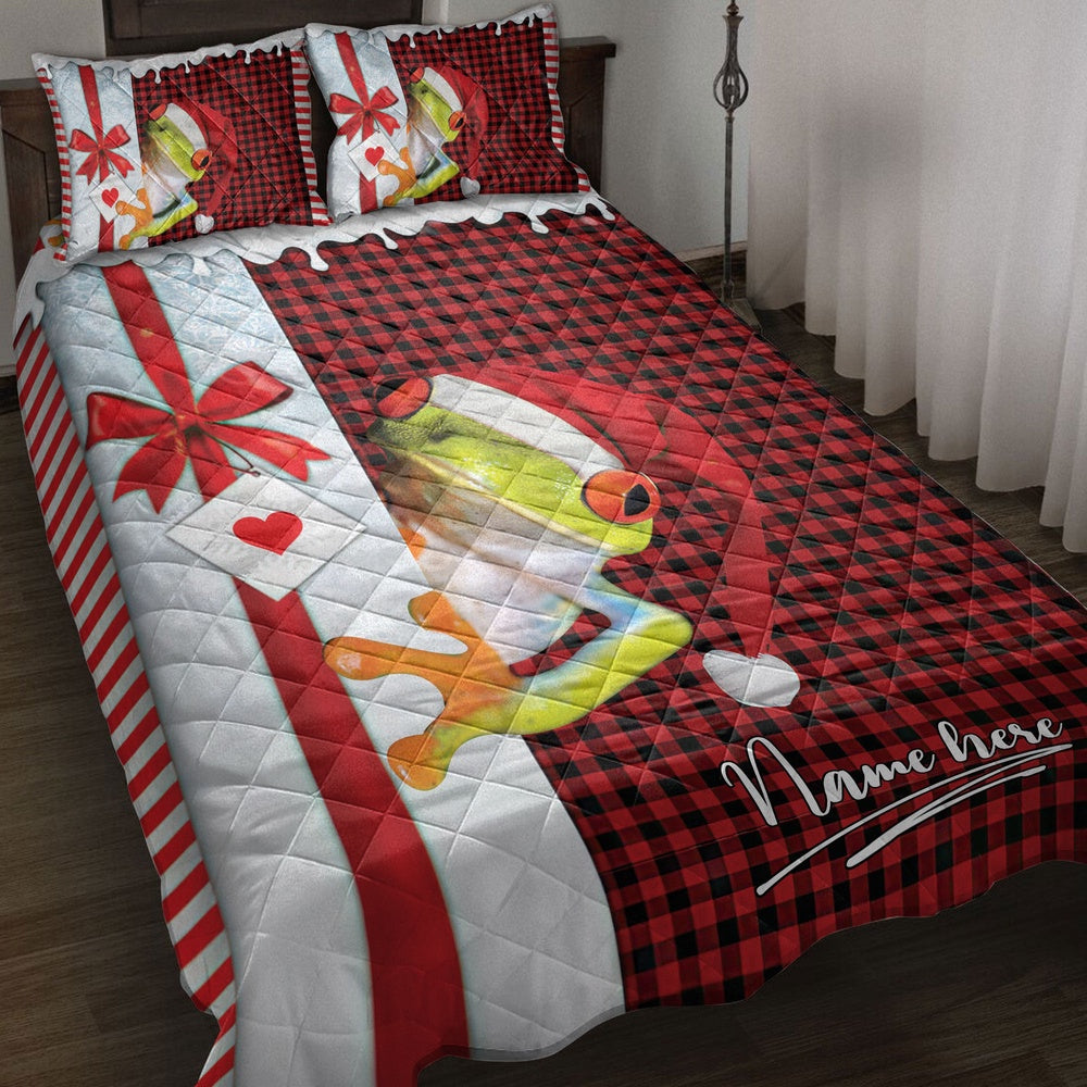 Frog Santa Hat Withmas Letter Bedding Set, Christmas Beddings, Xmas Bedding Sets