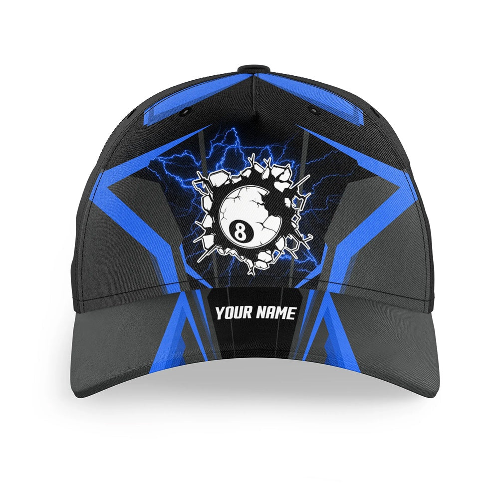 Funny 8 Ball Pool Blue Billiards Caps, Custom Billiards Hats Gifts For Pool Player, Personalized Billiard Team Cap Hats
