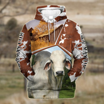 Funny Brahman Cattle Farmhouse 3D Printed Hoodie, Farmer Hoodie, Farm Themed Shirts, Farm Tee Shirts