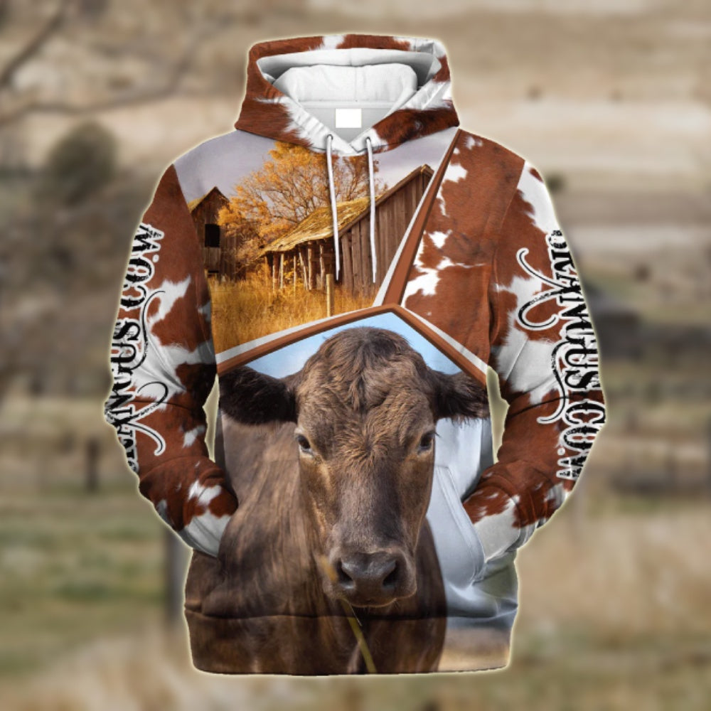 Funny Brangus Cattle Farmhouse 3D Printed Hoodie, Farmer Hoodie, Farm Themed Shirts, Farm Tee Shirts