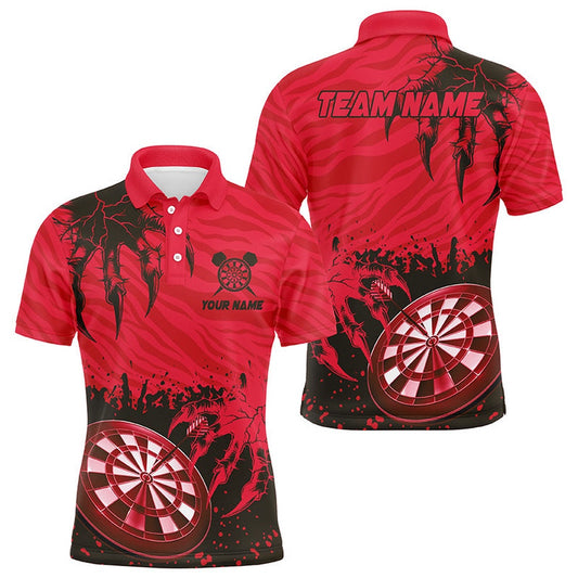 Funny Claw Dartboard Red 3D Printed Men Darts Polo Shirts Customized Team League Darts Shirts, Darts Team Polo Shirt