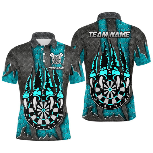 Funny Claw Darts Board Custom Turquoise Dart Shirts For Men, Personalized Darts League Team Polo, Darts Team Polo Shirt
