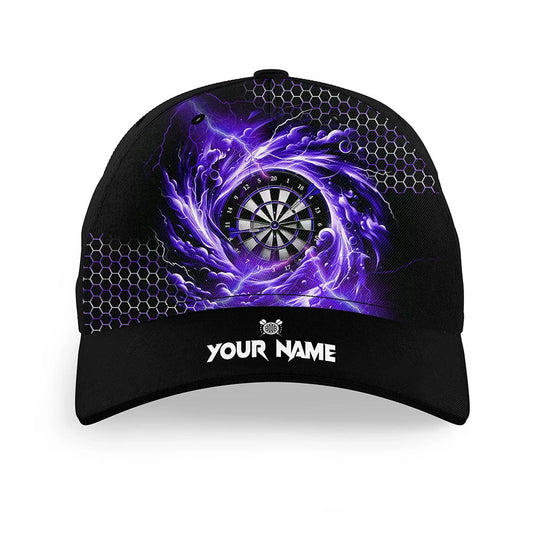 Funny Dartboard Storm Thunder Custom Purple Darts Hats, 3D Printed Baseball Darts Cap, Darts Team Cap Hats