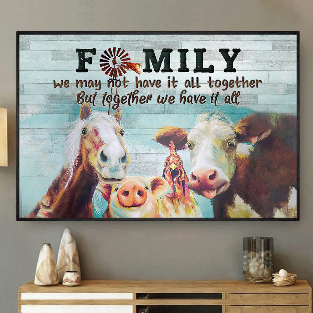 Funny Family We May Not Have It All Together, Cow Canvas Wall Art, Farmhouse Canvas, Farm Gift, Farm Home Decor