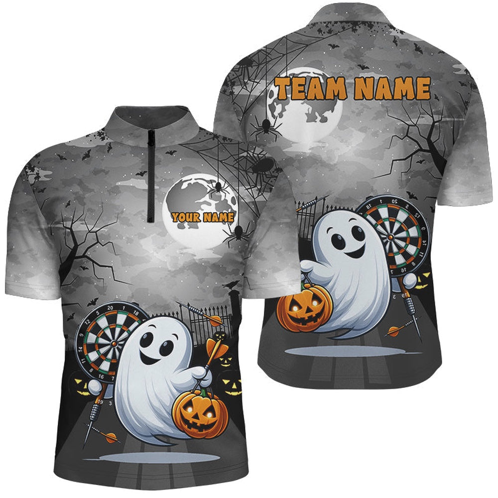 Funny Ghost Halloween Darts Shirts For Men Custom Unique Halloween Gifts For Darts Love, Darts Team Jersey Shirt