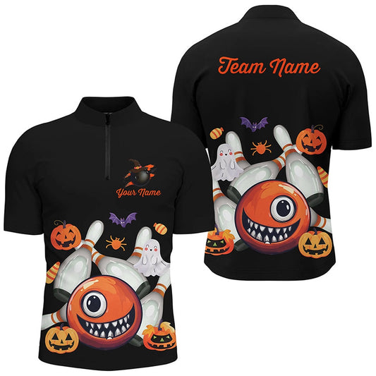 Funny Halloween Bowling Custom Men Bowling Polo, Jersey Shirthalloween Bowling Team Jerseys, Bowling Jersey Shirt