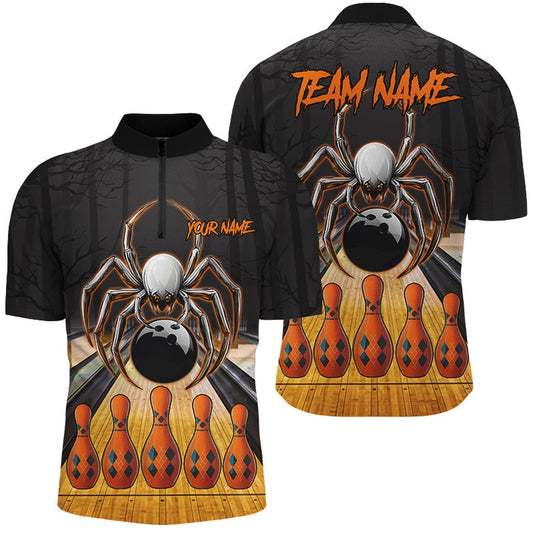 Funny Spider Halloween Bowling Shirts For Men Custom Bowling Team Jerseys, Halloween Bowling Outfits, Bowling Jersey Shirt