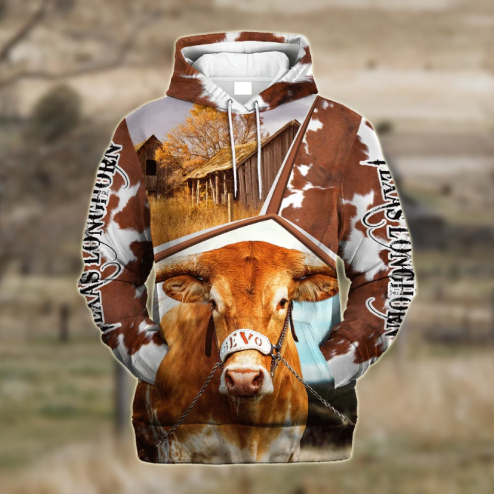 Funny Texas Longhorn Farmhouse 3D Printed Hoodie, Farmer Hoodie, Farm Themed Shirts, Farm Tee Shirts