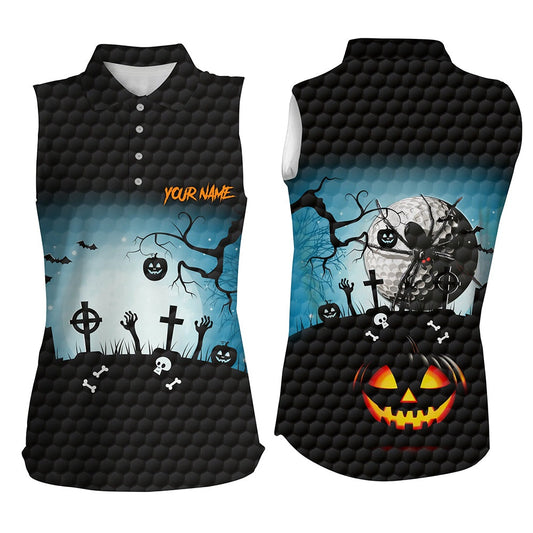 Funny Women Golf Sleeveless Polo Shirts Custom Golf Ladies Halloween Costume, Golf Halloween Outfit, Women Golf Shirts