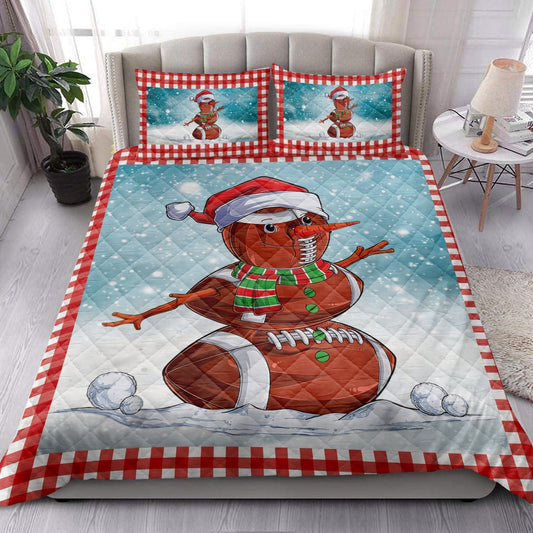 Funnymas American Football Balls Santa Snowman Bedding Set, Christmas Beddings, Xmas Bedding Sets