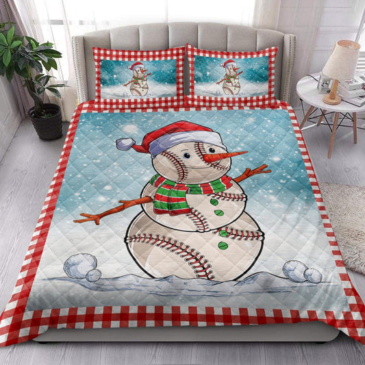 Funnymas Baseball Balls Santa Snowman Bedding Set, Christmas Beddings, Xmas Bedding Sets